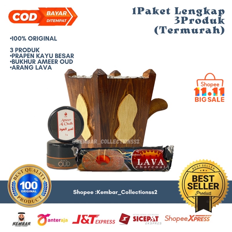 Jual Paket In Bukhur Ameer Oud Mabkhara Kayu Jati Landa Arang