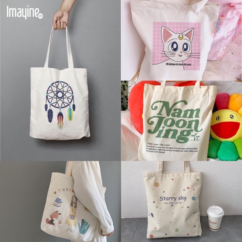 TOTE BAG KANVAS PAKAI RESLETING