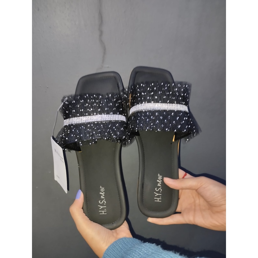 sandal selop jelly renda payet  2078-3K (37-41) sandal selop wanita korean style