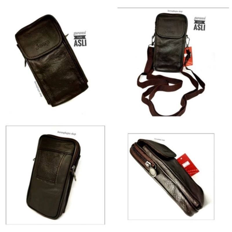 Dompet Tempat sarung Tas HP Kulit asli JEEP ( up to HP 6,8 inch)