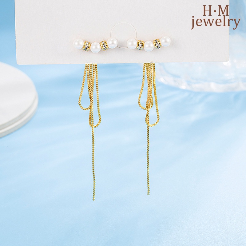 Anting Gantung Panjang Model Rumbai Dengan Mutiara Untuk Wanita 2022