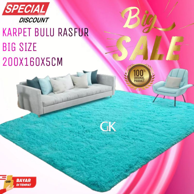 Karpet bulu karpet lantai uk 200x160x5cm