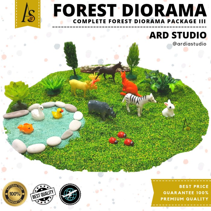 diorama kebun binatang maket miniatur paket lengkap 3