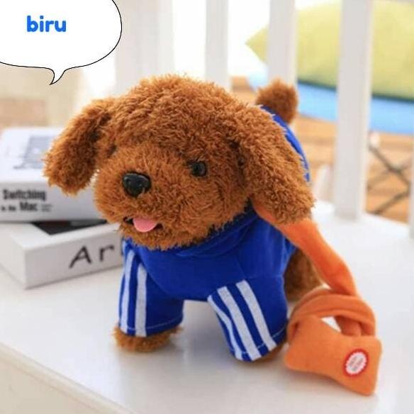 Boneka anjing / boneka PUPPY music bisa berjalan dan bergoyang - Merah
