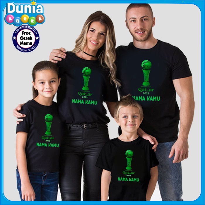 BAJU KAOS COUPLE FAMILY PIALA DUNIA GLOW IN THE DARK - ISI 4 PCS