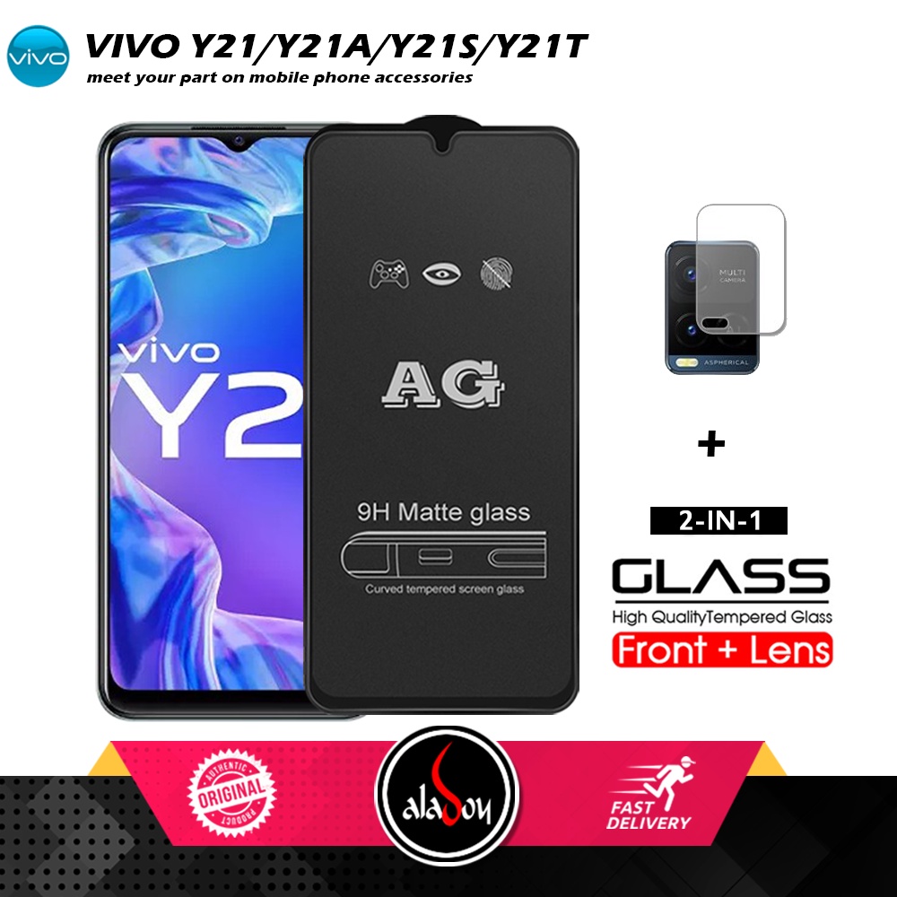 Vivo Y21/Y21A/Y21S/Y21T PAKET 2IN1 Tempered Glass Matte Anti Glare Full Layar dan Tempered Glass Kamera