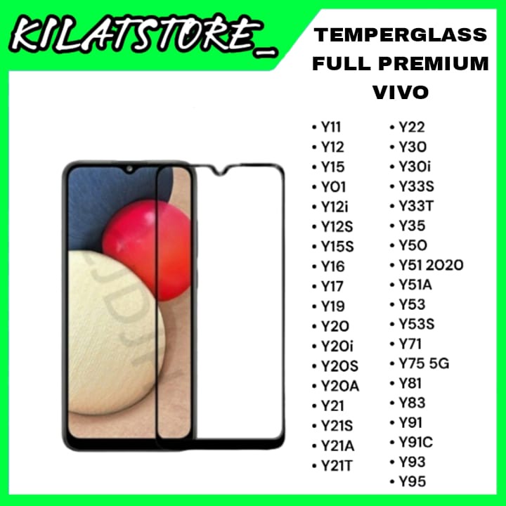 TemperGlass Full Glue Full Screen for Vivo + Packing Kardus dan Tisu