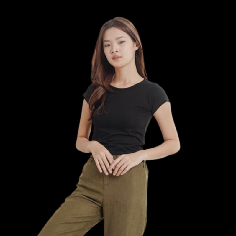 KAOS WANITA CROP TOP LENGAN PENDEK KERAH O NECK BAHAN RAYON PREMIUM