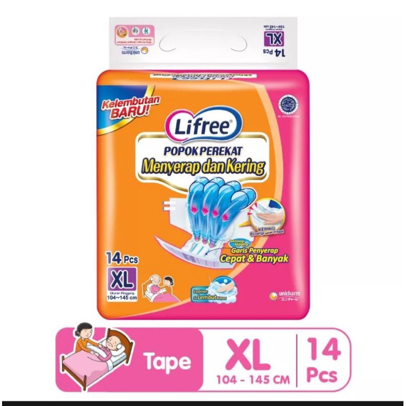 Lifree perekat XL14 XL 14 / Lifree popok perekat XL14