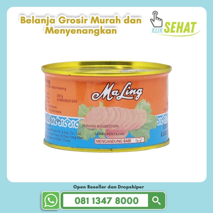 

READY MaLing / Ma Ling Pork Canned Daging Babi FYF 397g / Daging Babi Kaleng - Tanpa Bubble