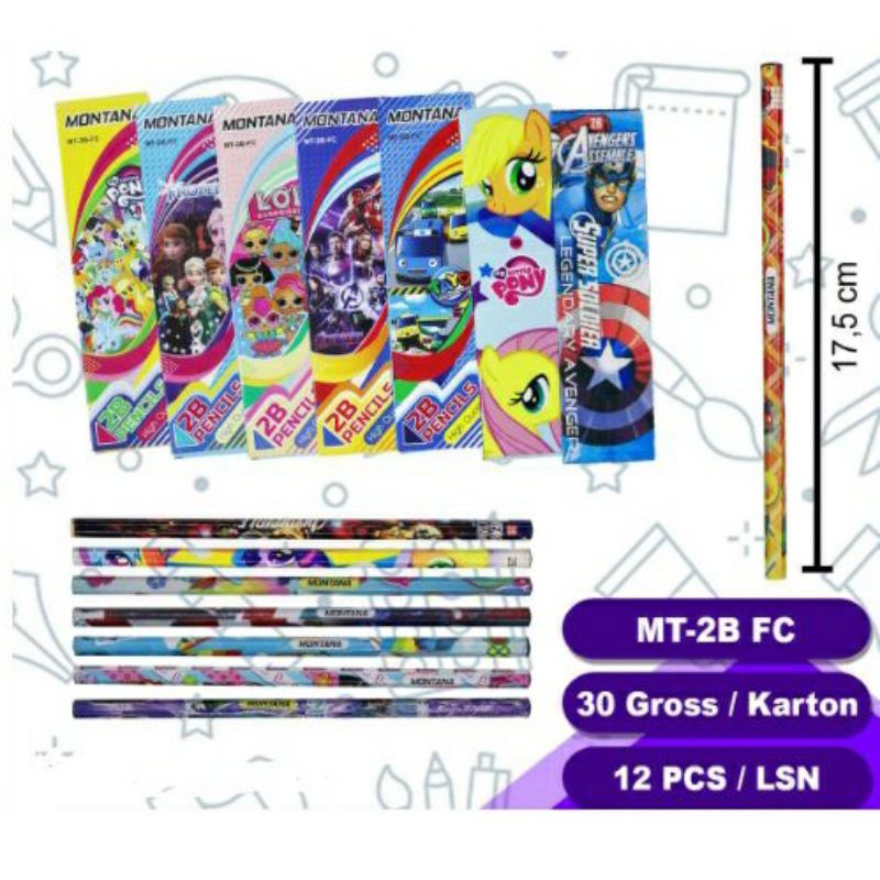 

Pensil 2B Komputer Ujian Nasional Montana Karakter Kartun / Pensil Kayu / Potlot / Alat Tulis