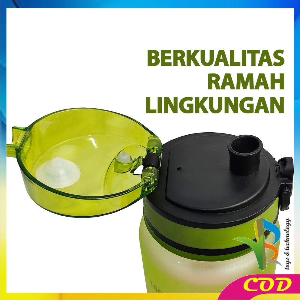 RB-C407 Botol Minum 1 Liter Gradasi Tumbler Olahraga Sport Unik Botol Motivasi Thumbler Penanda Waktu BPA FREE
