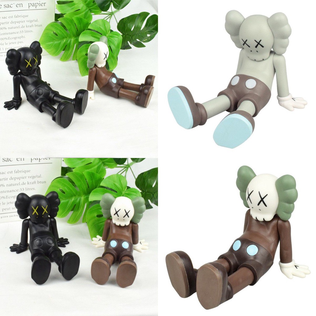 Abu-abu Putih Hitam KAWS Pendamping Duduk Action Figure Holder Pulpen Ornamen Mainan