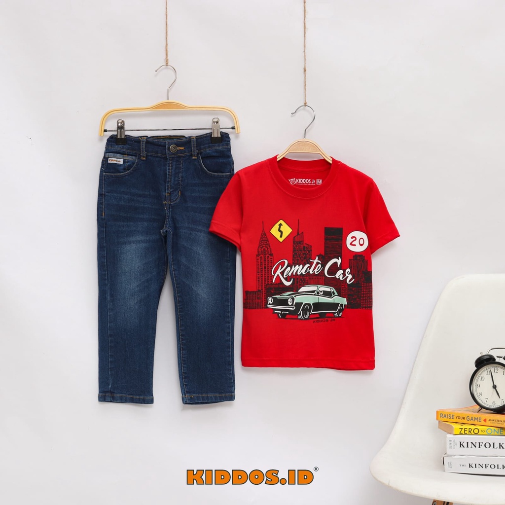 Setelan Kaos Anak / Celana Panjang Denim Anak Laki Laki REMOTE CAR