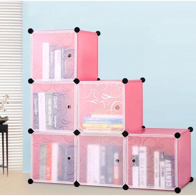

Lemari pakaian plastik lemari baju rak portable rak buku 6 susun 1+2+3 stock ready