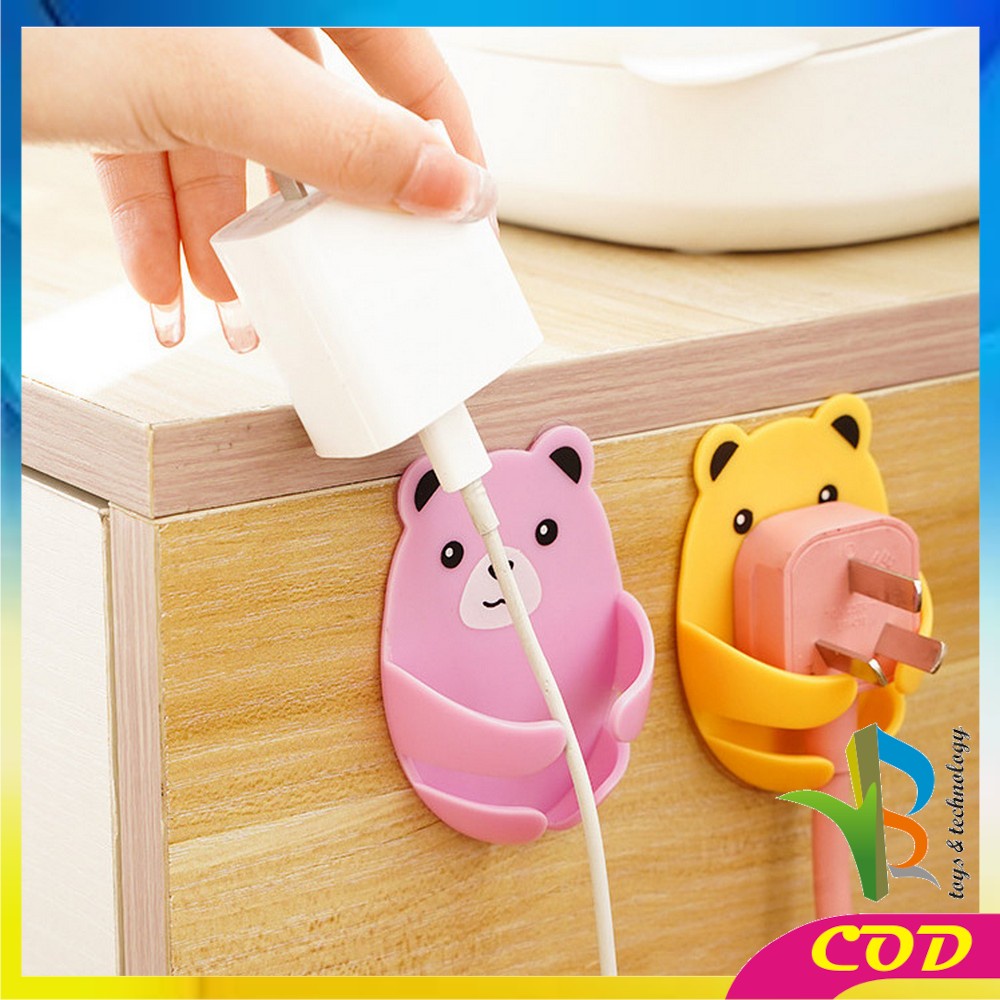 RB-C536 Gantungan Tempel Dinding Bear 4IN1 Plug Hook Serbaguna / Gantungan Kamar Mandi Tempel Kepala Colokan Motif Beruang / Plug Hug Bear