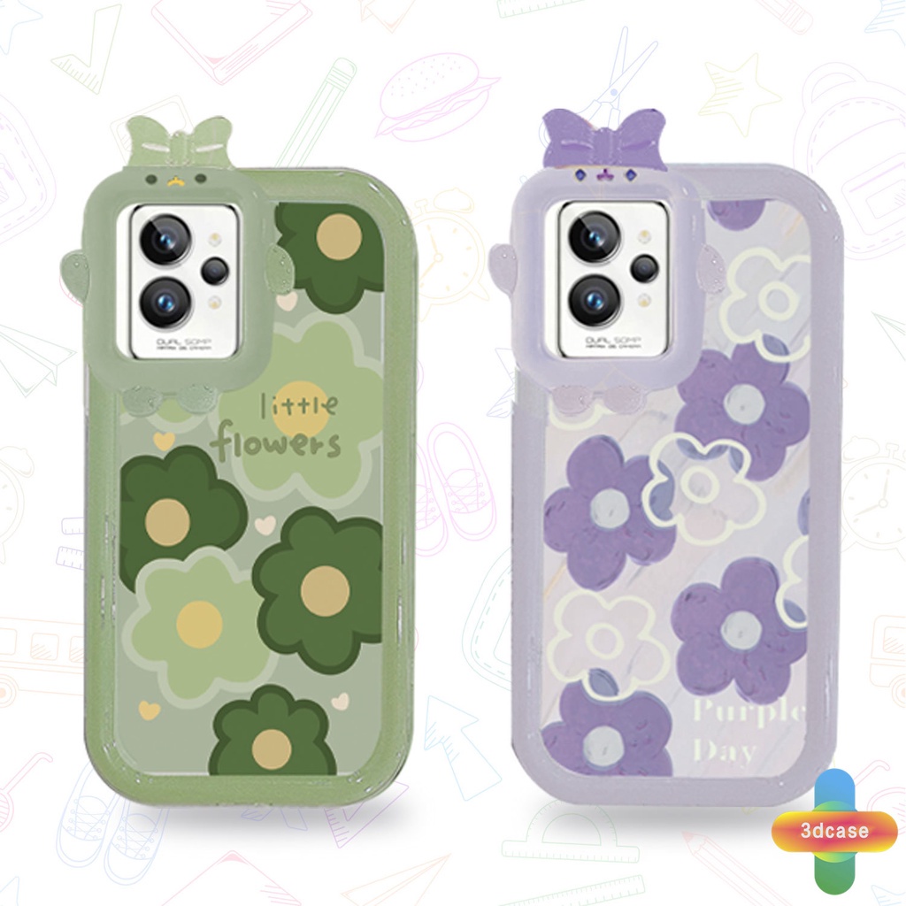 Soft TPU Case Realme C11 2021 C21Y C31 C35 C15 C21 C25 C20 C3 C12 C2 C25S 5S 5 5S 5i C17 7i 9i C1 C25Y C2 C3i 6i C20A V11 Narzo 20 10 10A 20A 30A A7 A5S A15 A16 Y12 Y20 Y15S A03 Green Flowers Little Monster lens Anti-fall Case