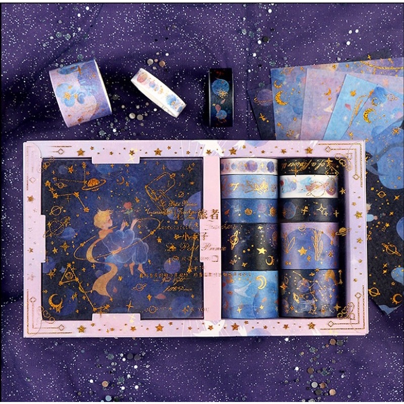 

paket sticker dengan washi tape selotip set my little prince