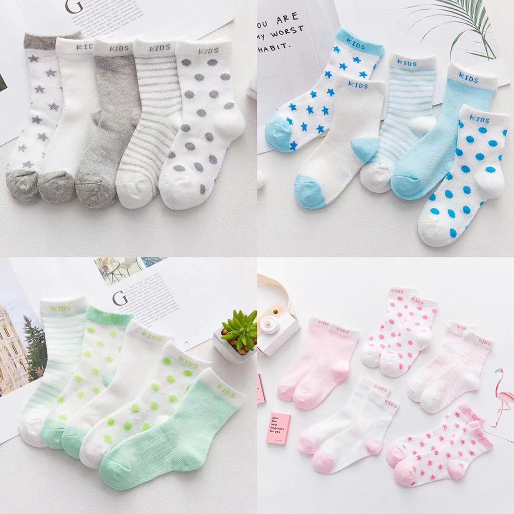 baby socks (dapat 5 pasang ) Kaos kaki bayi newborn kartun anak-anak Kualitas1 Set Isi 5 Pasang cotton kids children