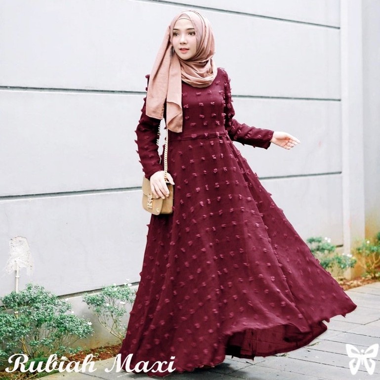 HOPYLOVY SALE - Gamis Maxi Dress Wanita bahan Linen Rubiah