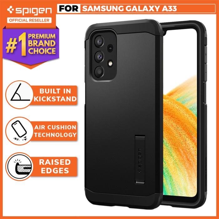 Original Case Samsung Galaxy A33 Spigen Tough Armor Anti Crack Stand Casing - A33, Black