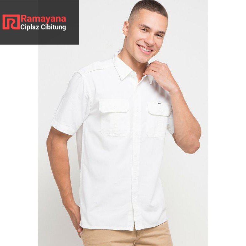 M Gee Basic Original / Kemeja Putih Lengan Pendek | Ramayana Cibitung