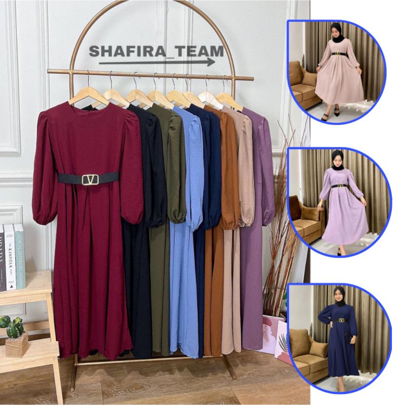 Dress Gamis Wanita Dewi Dress Floral Collection Premium Fashion Mall Dress Midi + Belt Bangkok