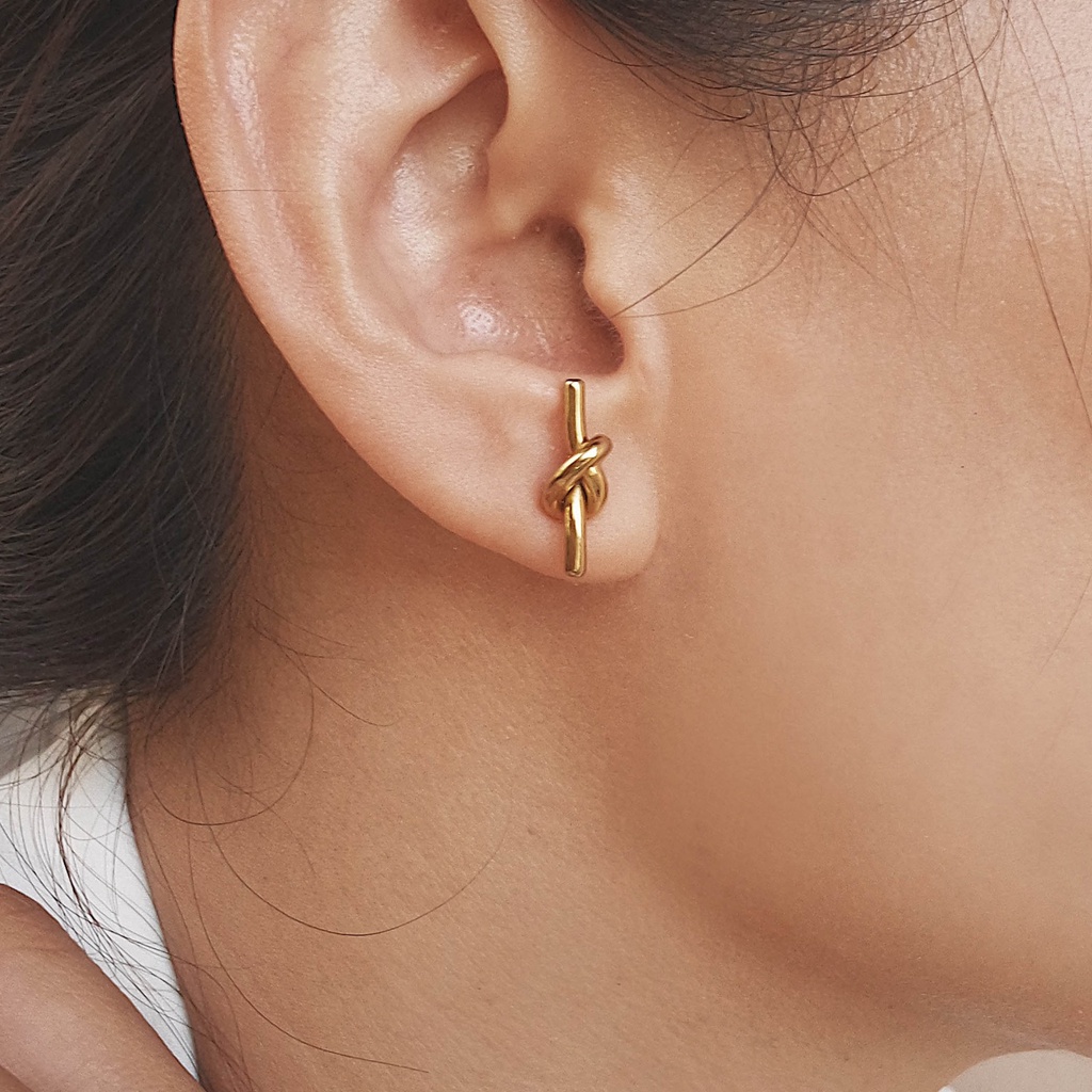 KNOT EARRINGS / ANTING BASIC - STAINLESS STEEL - ANTI KARAT