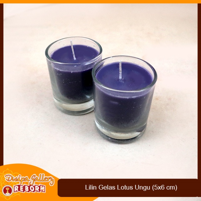 Lilin Gelas Ungu Stearin Wax Dekorasi Cafe Resto Hotel Spa Serbaguna