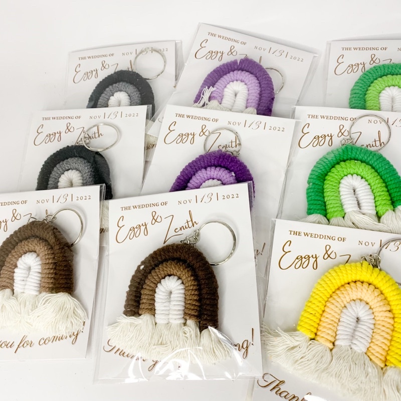 (ISI 50!!) rainbow macrame keychain | souvenir wedding unik | gantungan kunci | souvenir wedding aesthetic