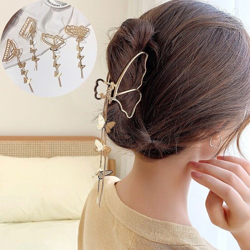 PREMIUM Jedai Rambut Korea bahan Logam dengan Jurai Kupu Kupu - Jepit Rambut Alloy dengan Bandul Jepit Rambut Salon Bahan Besi Motif Butterfly Metal Alloy Hair Claw Clips
