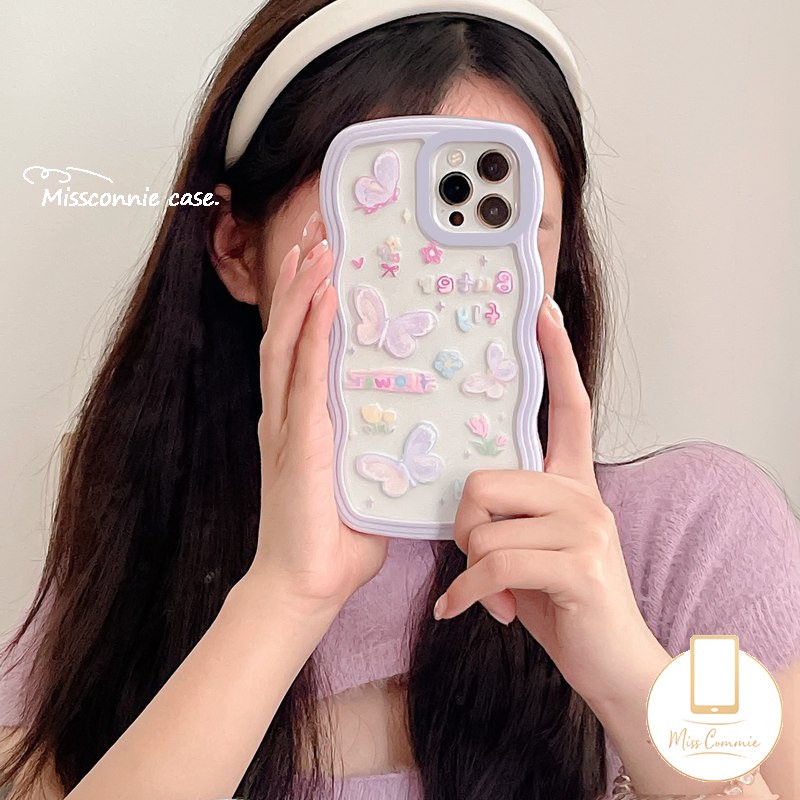 Redmi 9A 12C 10A 9T 10 10C 9a1 9C NFC 11T Redmi Note8 9 Note 10 11 Pro+Note 11s 10s Note 10 Pro Max Plus 9Pro M3 Pro X3 Fantasy Kartun Lucu Kupu Kupu Wavy Edge Soft Case Sarung