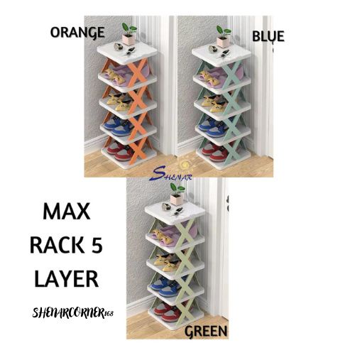 RAK SEPATU PLASTIK 5 SUSUN PORTABLE / RAK SEPATU 3 SUSUN / RAK LIPAT MULTI LAYER / RAK SUSUN SERBAGU