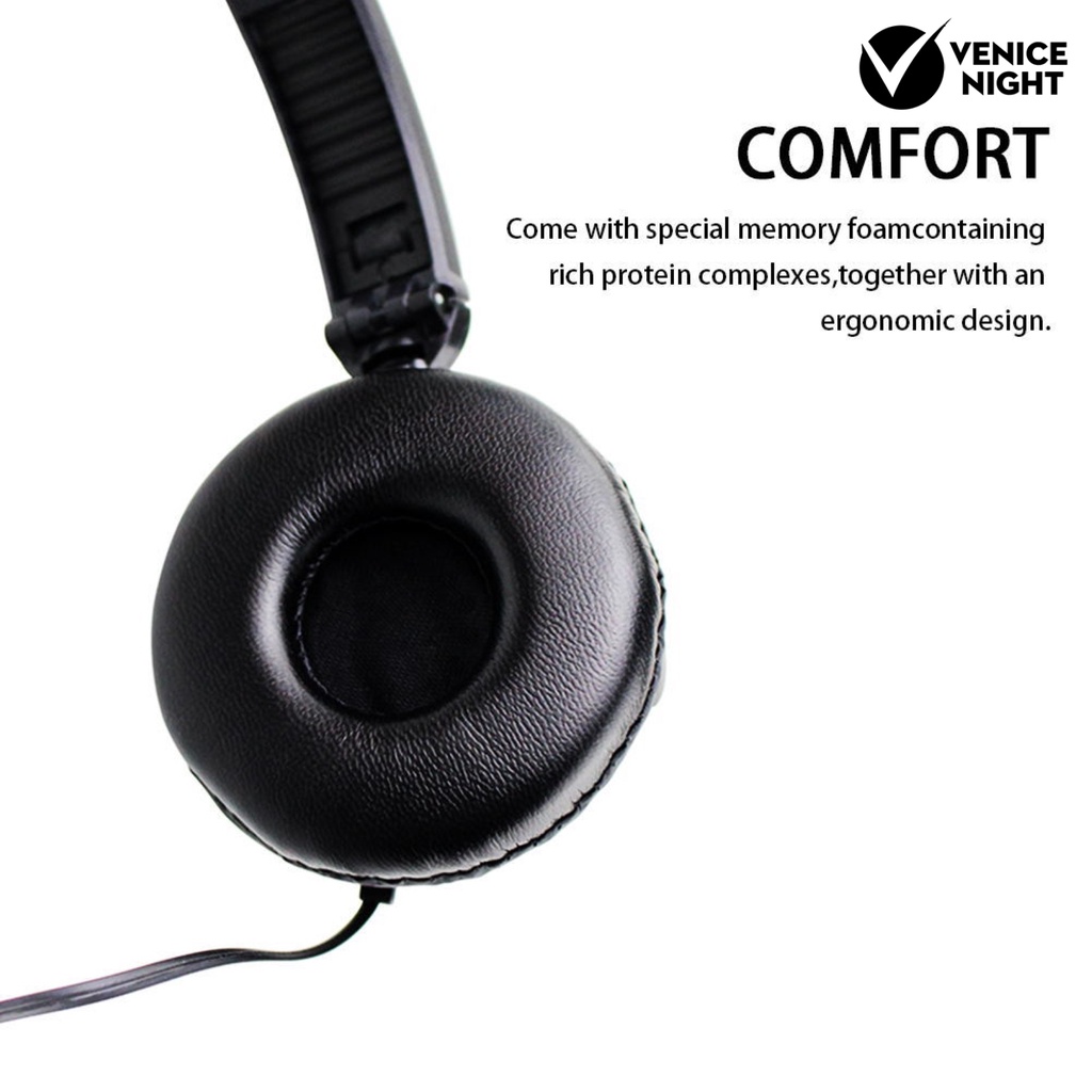 (VNEP) (Berkabel) 3.5mm HiFi Stereo Bass Berat Pengurangan Kebisingan Telepon Headphone dengan Mic