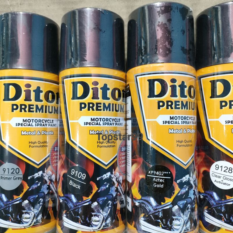 Pilok Cat Diton Premium Paket Lengkap 4 Kaleng Aztec Gold Emas Xirallic Xiralic 9402 Primer Grey 9120 Black 9109 Clear Gloss 9128 400cc Pilox Paketan Cat Semprot Special Spray Paint