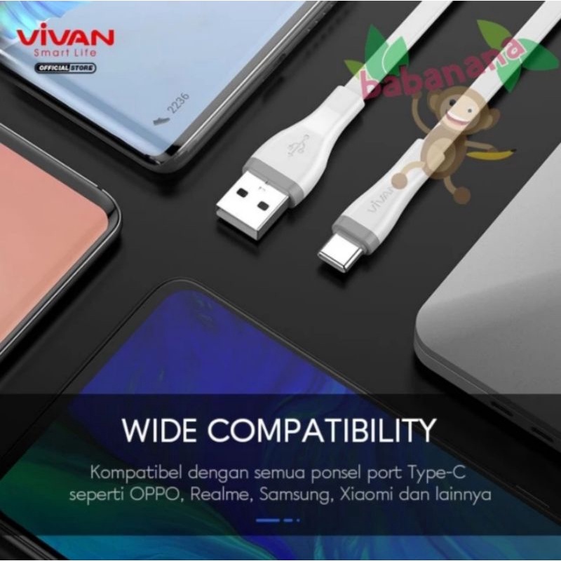 Vivan Kabel USB to Type-C 2.4A Fast Charge SC100S 100cm cable casan