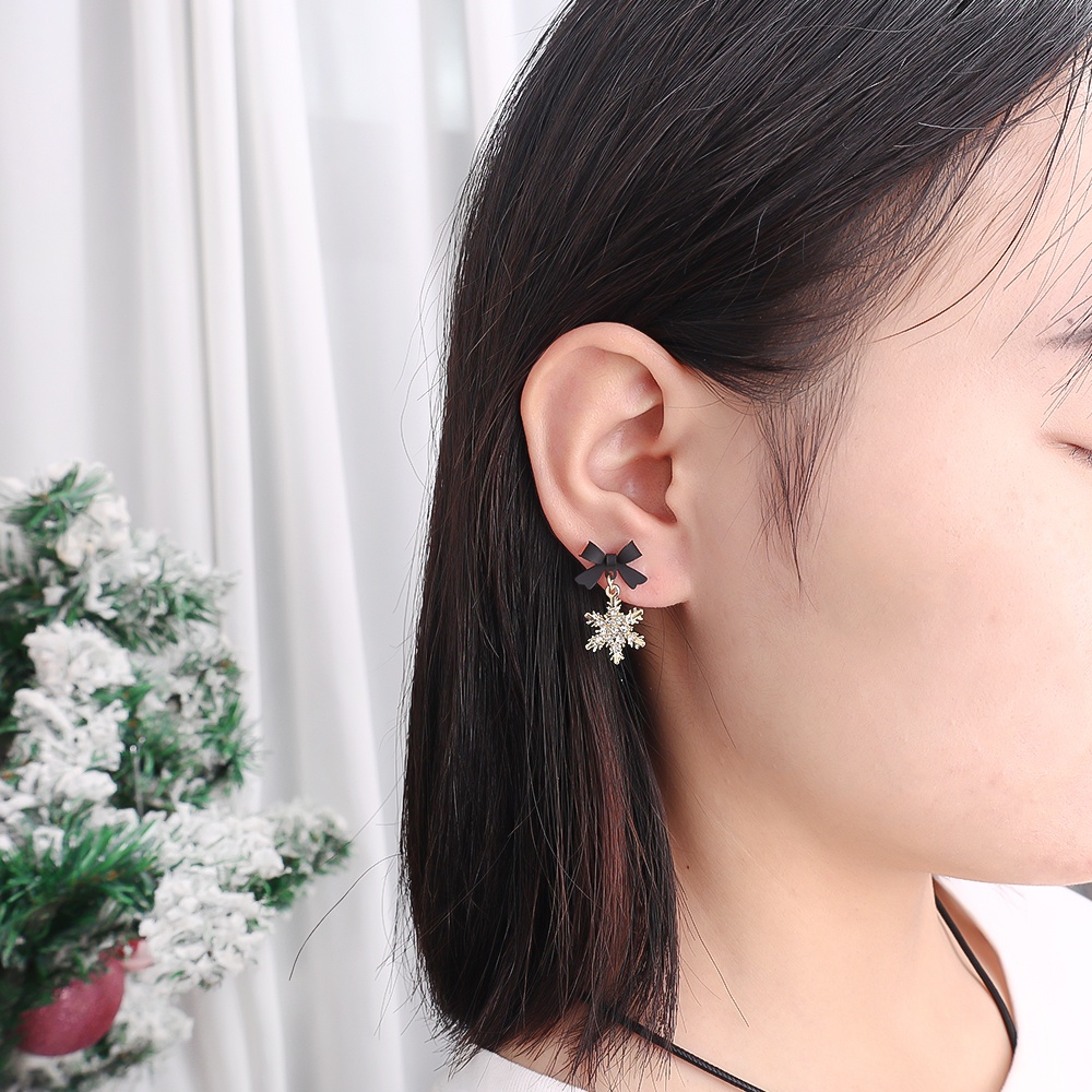 Anting Tusuk Gantung Wanita Desain Snowflake Hias Zircon Gaya Korea / Simple / Elegan Untuk Pesta / Pernikahan