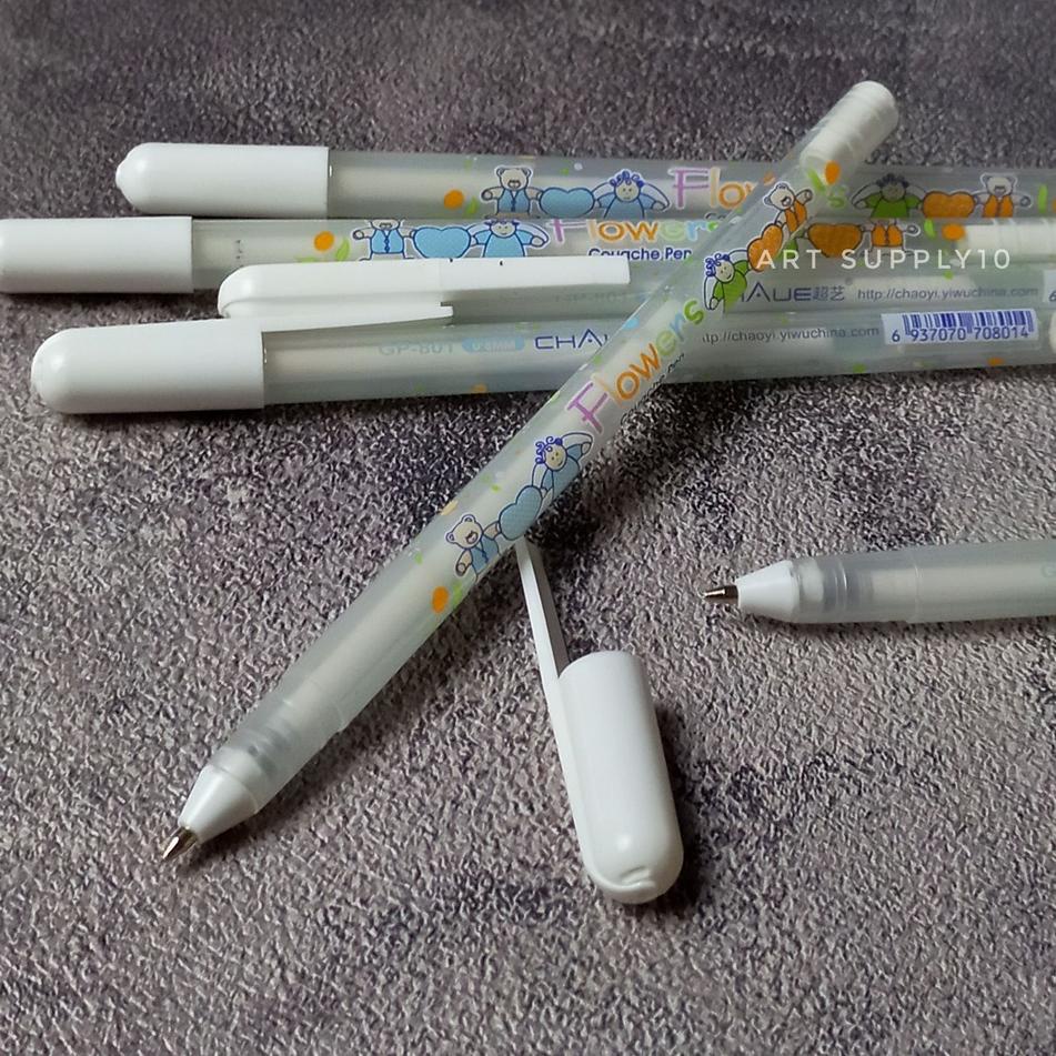 

フ Gelly White Pen Touchten Flower Fine Tip - Pena Putih ㄸ