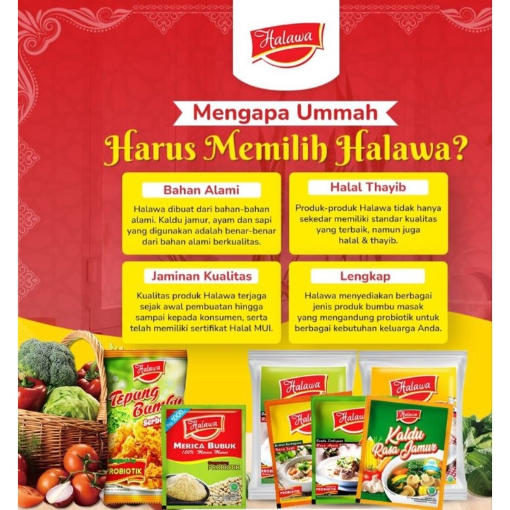 

Bumbu Penyedap Halawa Probiotik sehat alami 1 pack 24 sachet