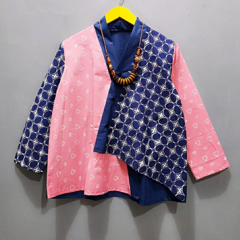 blus kimono katun toyobo mix batik garutan batik solo atasan trendy blus batik