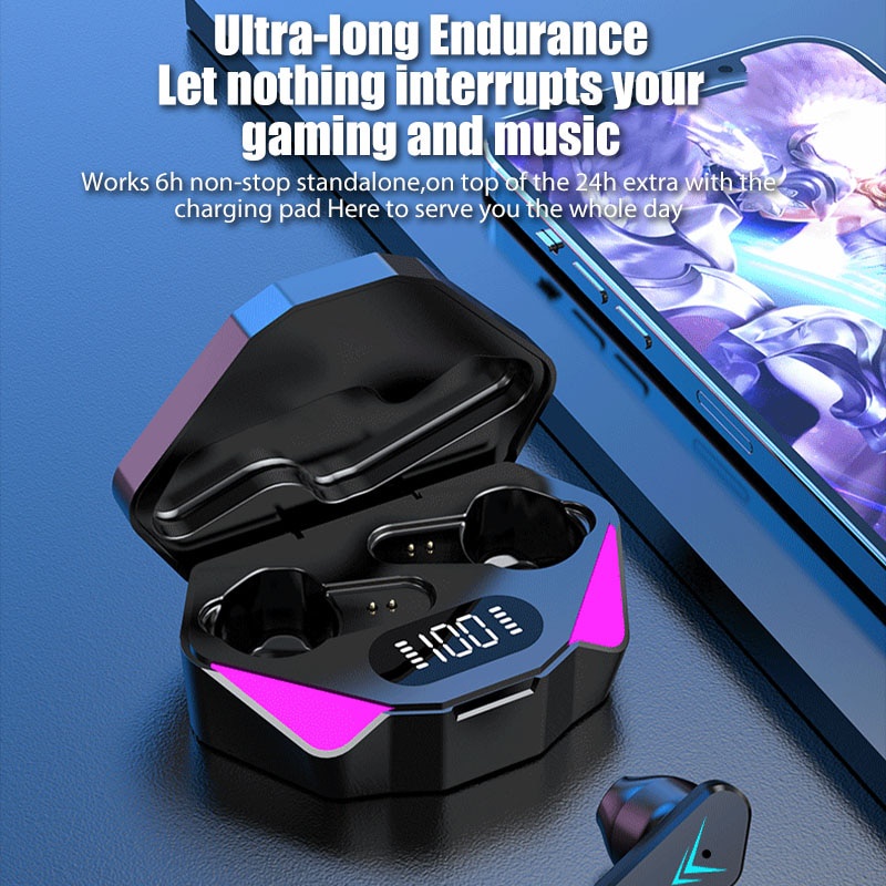 Jiansu Gaming Earphone TWS Bluetooth 5.0 Low Latency 65 ms - X15 - Black