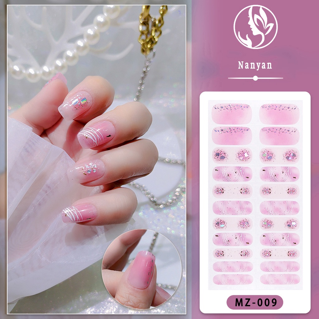 Set Stiker Kuku 3D Model Panjang Tahan Air Untuk Nail Art
