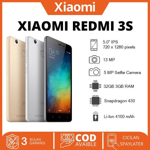 [baru] hp handphone xiaomi redmi 3s 16gb rom 2gb ram qualcomm snapdragon 430 | xiaomi 3s 2/16gb