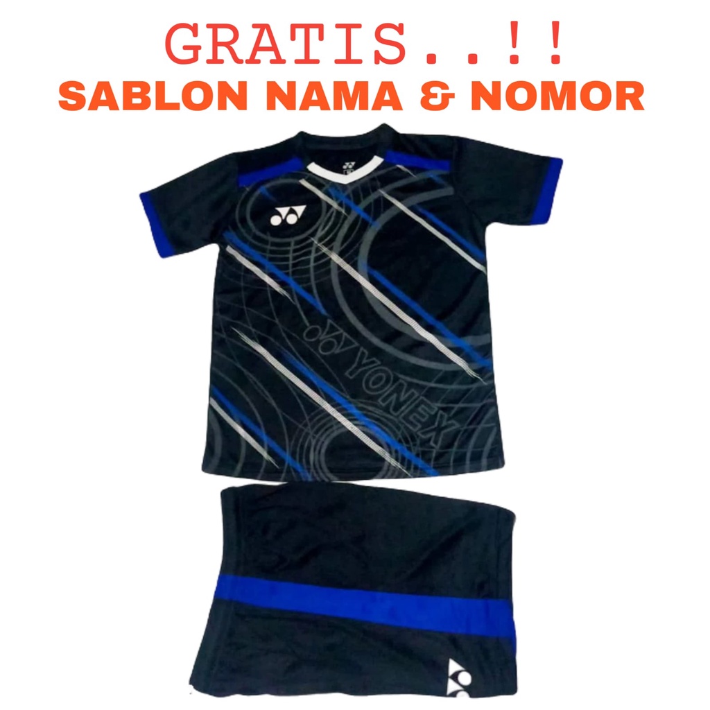 ( FREE SABLON NAMA &amp; NOMOR ) Baju olahraga anak laki/perempuan badminton bulutangkis bola futsal volly usia SD SMP