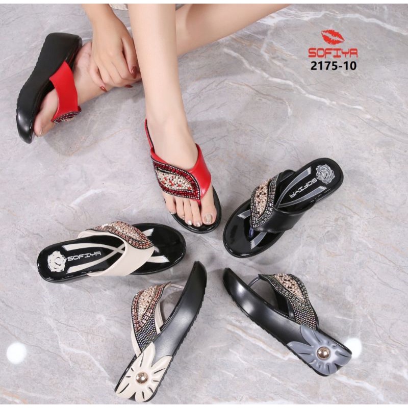 2175 10 # SENDAL SOFIYA IMPORT JEPIT WEDGES WANITA ORIGINAL 5CM