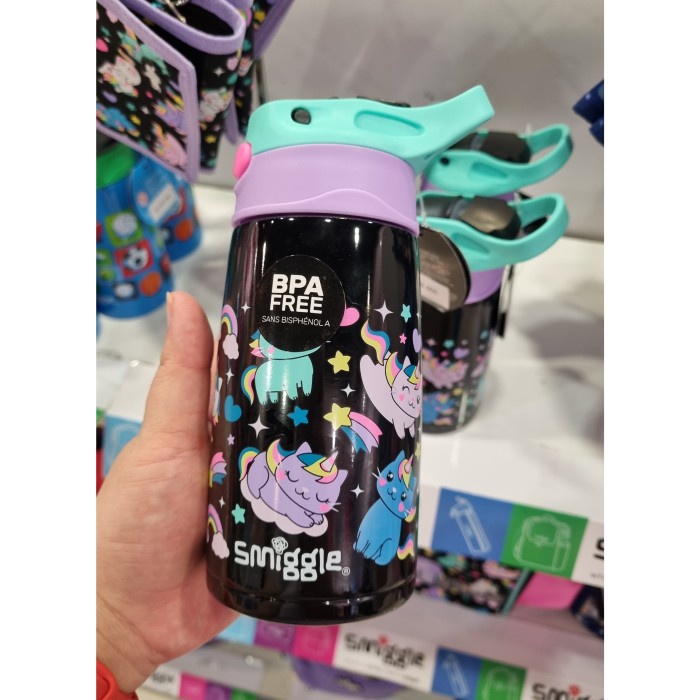 Sale: Smiggle Junior Bottle Stainless Botol Minum unicorn Cat Black