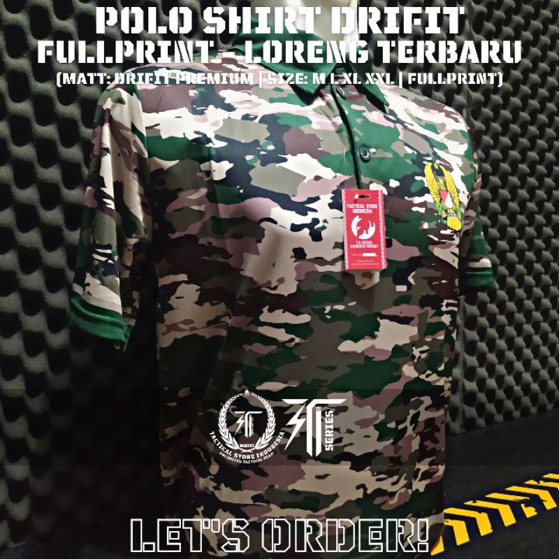 Polo Shirt Full Drifit Loreng NKRI - Kaos Loreng TNI AD Terbaru