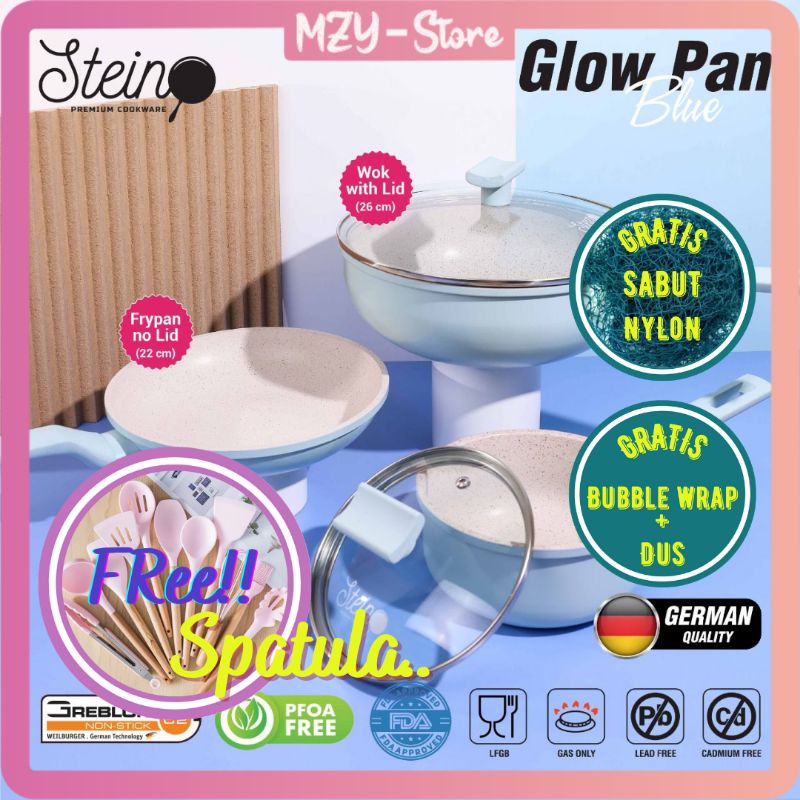 Steincookware Glowpan Violet Glowpan Pink Glowpan Blue Stein Glow Pan Pink Glow Pan Blue Glow Pan Violet Set Complete Set Isi 3 Pan Original