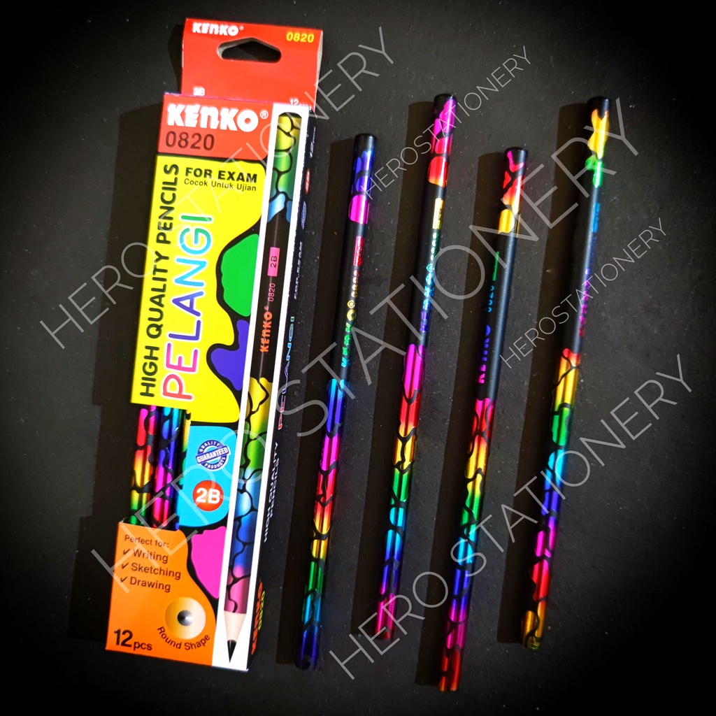 

Pensil kenko motif pelangi high quality 2B 0820 . 12 unit