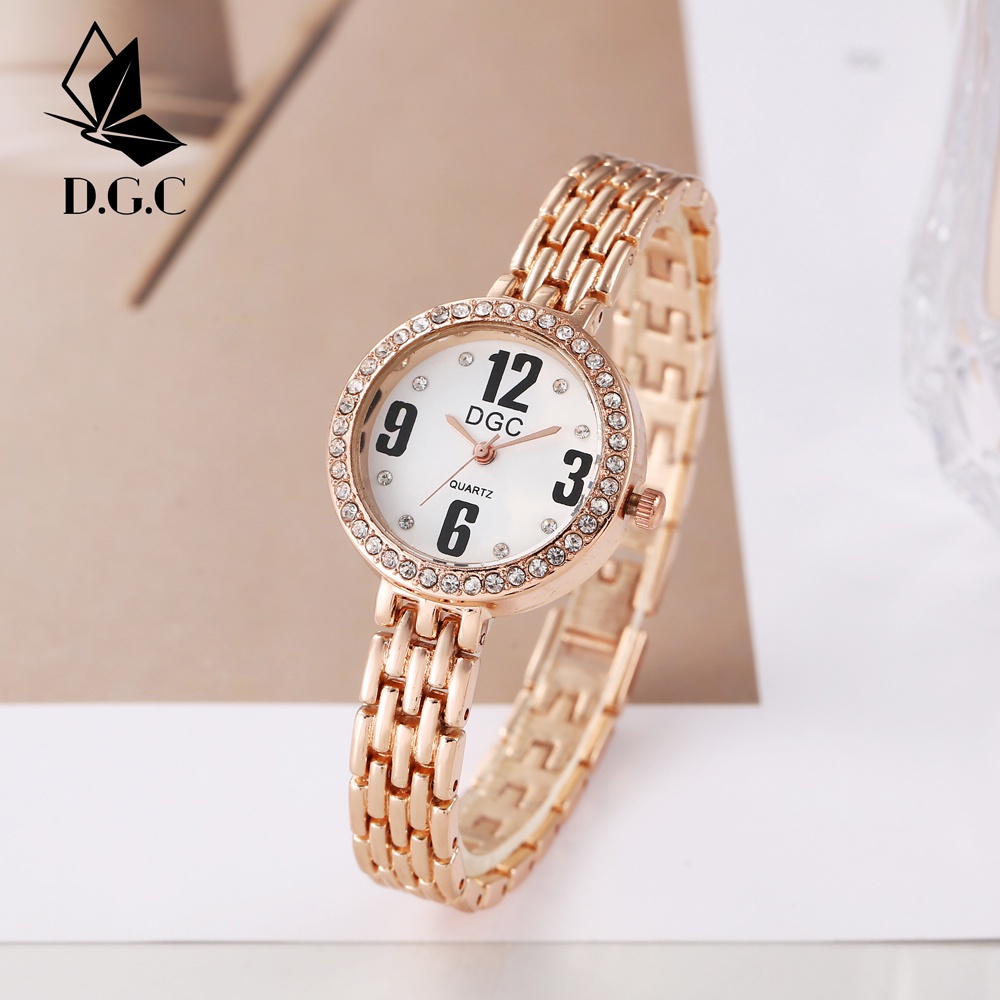 ✅COD D.G.C Jam Tangan Analog Fashion Strap Stainless Steel Quartz Wanita Import Diamond  W246